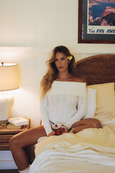 Saint Off The Shoulder Knit Sweater - Cloud White Frankies Bikinis Online