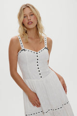 x BELLA HADID Bishop Eyelet Maxi Dress - Salt Air Eyelet Frankies Bikinis Sale