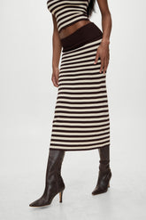 x BELLA HADID Tucker Knit Midi Skirt - Cowboy Stripe Frankies Bikinis Online Shop