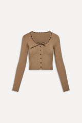 x BELLA HADID Texas Knit Cardigan - Caramel Frankies Bikinis For Sale