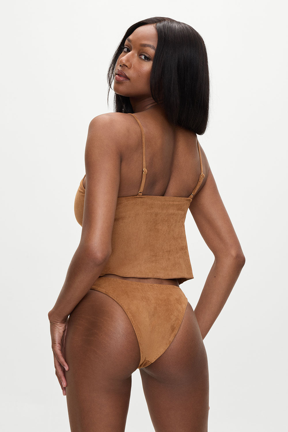 x BELLA HADID Dove Suede Bikini Bottom - Sunkissed Suede Frankies Bikinis Discount