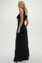 Christabelle Ruffle Maxi Dress - Black Frankies Bikinis Outlet