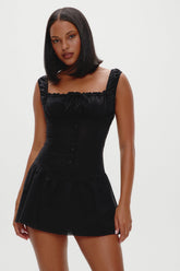 Christa Ruffle Mini Dress - Black Frankies Bikinis Discount