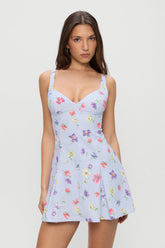 Siren Floral Mini Dress - Fresh Florals Frankies Bikinis Outlet