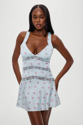 Sedona Satin Lace Mini Dress - Tiny Bouquet Frankies Bikinis Discount