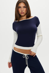 Vail Off The Shoulder Knit Shirt - Deep Sea Frankies Bikinis For Sale