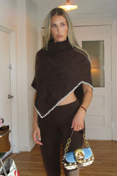 Windswept Cotton Knit Poncho - Chocolate Brown Frankies Bikinis For Sale
