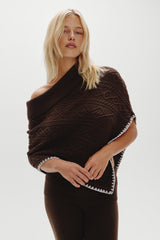 Windswept Cotton Knit Poncho - Chocolate Brown Frankies Bikinis For Sale