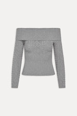 Jazz Off The Shoulder Knit Sweater - Cloud Cover Frankies Bikinis For Sale
