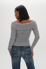 Jazz Off The Shoulder Knit Sweater - Cloud Cover Frankies Bikinis For Sale