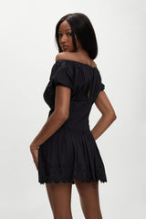 Sadie Embroidered Mini Dress - Black Frankies Bikinis Online