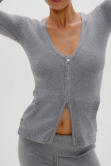 Sienna Zip Up Knit Sweater - Cloud Cover Frankies Bikinis For Sale