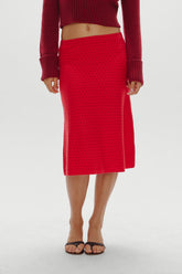 Magnolia Knit Midi Skirt - Cranberry Frankies Bikinis For Sale