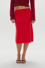 Magnolia Knit Midi Skirt - Cranberry Frankies Bikinis For Sale