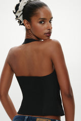 Sterling Cotton Wrap Halter Top - Midnight Serenade Frankies Bikinis Sale