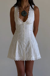x BELLA HADID Farm Eyelet Mini Dress - Salt Air Eyelet Frankies Bikinis Discount