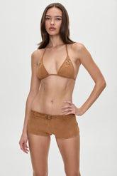 x BELLA HADID Wrangler Suede Booty Shorts - Sunkissed Suede Frankies Bikinis Online Shop