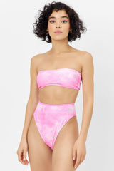 Jean Terry Bandeau Bikini Top - Distorted Pink Dye Frankies Bikinis Online Shop
