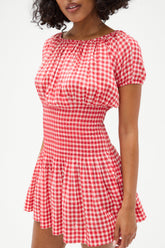 Sadie Gingham Mini Dress - Cherry Gingham Frankies Bikinis Discount