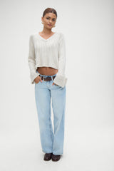 Ashton Cotton Knit Sweater - Cream Frankies Bikinis Sale