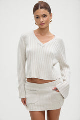 Ashton Knit Mini Skort - Cream Frankies Bikinis Online