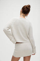 Ashton Knit Mini Skort - Cream Frankies Bikinis Online