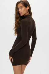 Date Night Knit Mini Dress - Chocolate Brown Frankies Bikinis Outlet