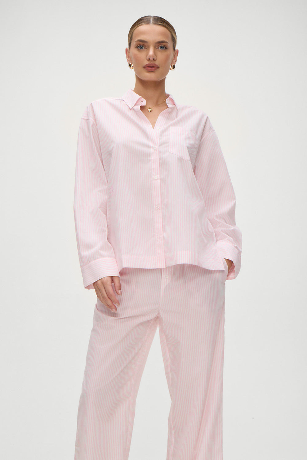 Ralph Long Sleeve Sleep Shirt - Pink Stripe Frankies Bikinis Sale