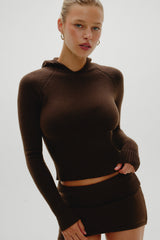 Hazel Knit Hoodie - Chocolate Brown Frankies Bikinis Online