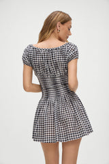 Sadie Gingham Mini Dress - Black Gingham Frankies Bikinis Online Shop