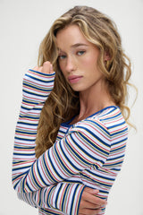 Blair Striped Long Sleeve Shirt - Love Stripe Frankies Bikinis Sale