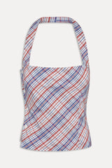 Sterling Cotton Wrap Halter Top - Americana Plaid Frankies Bikinis Online
