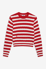 Varsity Cable Knit Sweater - Heartstrings Stripe Frankies Bikinis Outlet