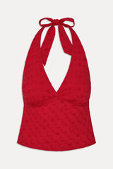 Cora Eyelet Halter Top - Red Rose Frankies Bikinis Online
