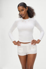 Eve Waffle Long Sleeve Shirt - White Frankies Bikinis Discount