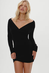 Jade Long Sleeve Knit Mini Dress - Black Frankies Bikinis Sale