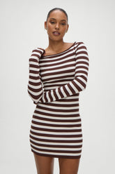 Luca Knit Mini Dress - Brown Sugar Stripe Frankies Bikinis Online