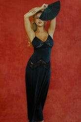 Ethereal Satin Lace Maxi Dress - Meet Me At Dusk Frankies Bikinis Online Shop