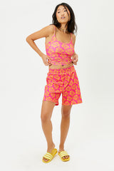 Fifi Terry High Waist Shorts - Hibiscus Honey Frankies Bikinis Discount