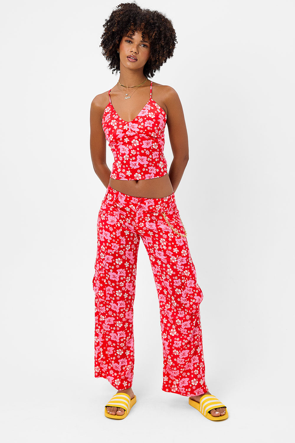 Chilli Satin Floral Cargo Pant - Coconut Girl Frankies Bikinis Online