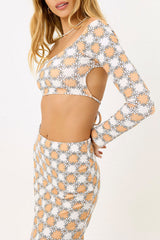 Piper Terry Long Sleeve Crop Top - Nude Daisy Frankies Bikinis Discount