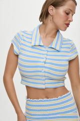 Laurel Striped Terry Cloth Shirt - Ashbury Stripe Frankies Bikinis Discount