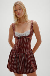 Enchantment Mini Dress - Chocolate Dot Frankies Bikinis Sale