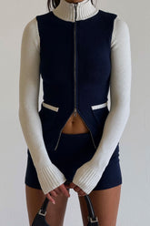 Carter Zip Up Knit Sweater - Starlight Frankies Bikinis Outlet