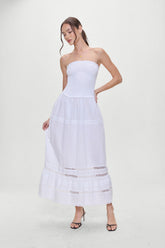 Empress Strapless Smocked Maxi Dress - White Frankies Bikinis Discount