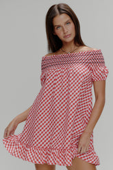 Ruby Gingham Babydoll Dress - Cherry Picnic Frankies Bikinis Online Shop