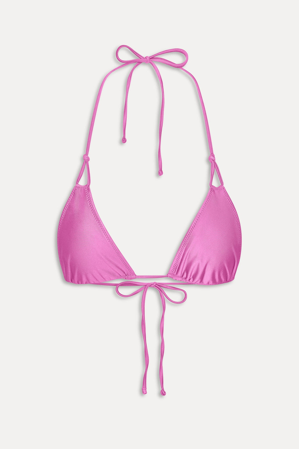 Ari Satin Triangle Bikini Top - Capri Pink Frankies Bikinis Outlet