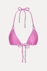 Ari Satin Triangle Bikini Top - Capri Pink Frankies Bikinis Outlet