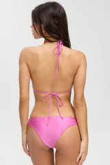 Ari Satin Triangle Bikini Top - Capri Pink Frankies Bikinis Outlet