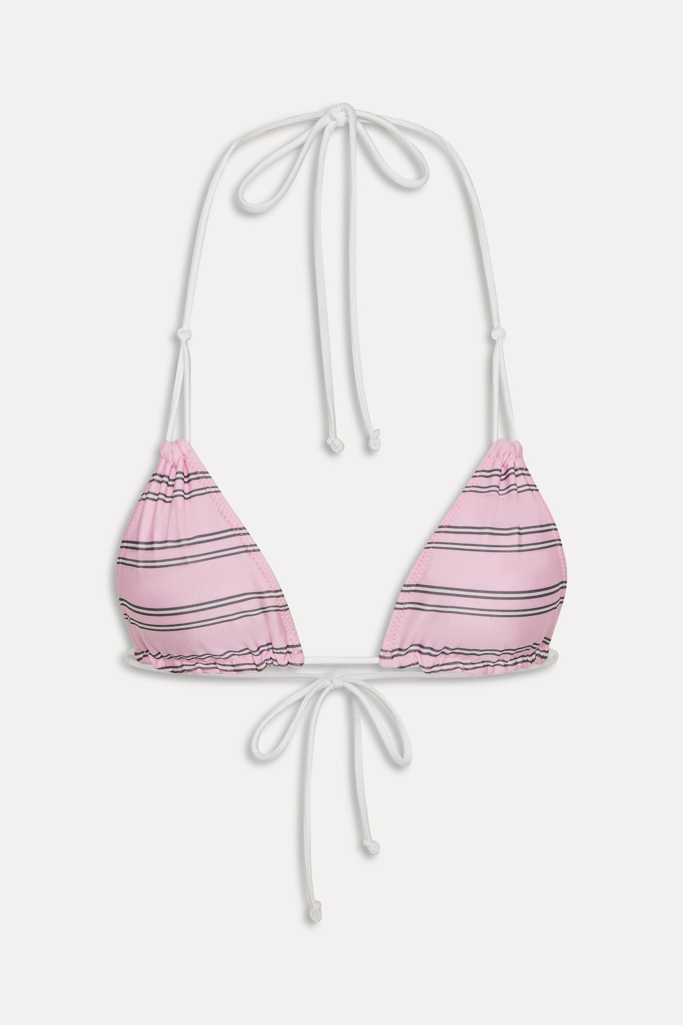 Ari Reversible Satin Bikini Top - Pink Stripe Frankies Bikinis Discount
